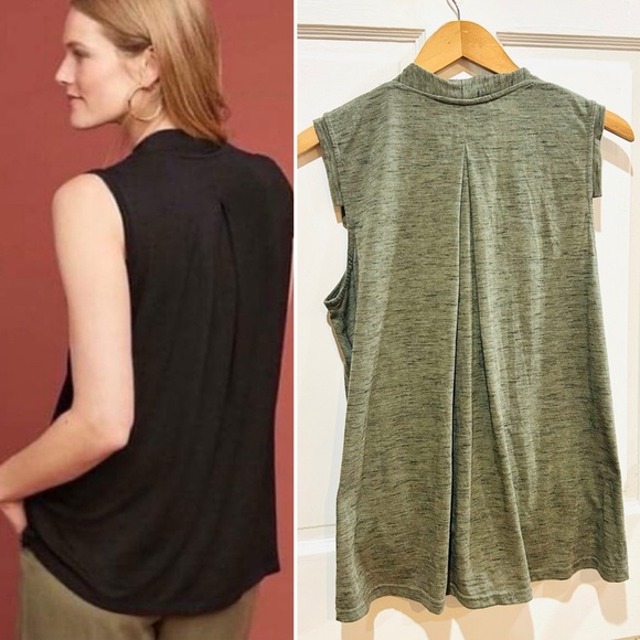 Anthropologie Akemi + Kin Olive Green Sleeveless Knit Wrap Top Casual Size L - Picture 2 of 6